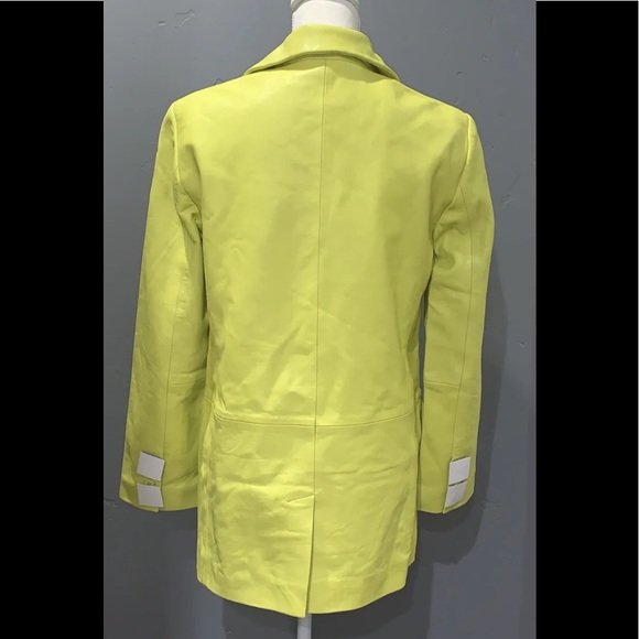 Walter Baker KIRA Blazer In Lime Green 100% Leather Oversized Jacket NWT - Picture 7 of 12